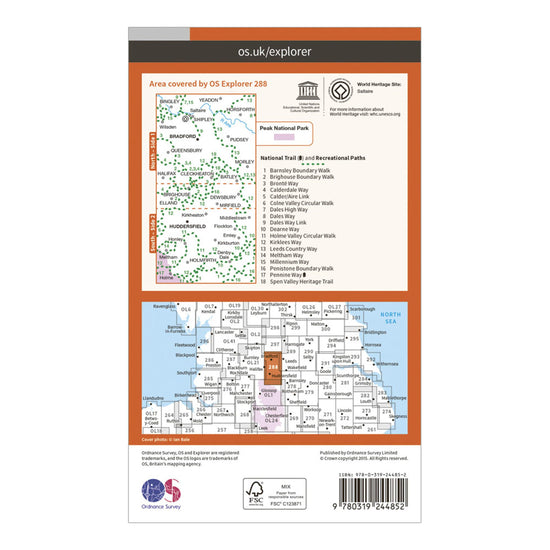 Explorer 288 Bradford & Huddersfield Map With Digital Version