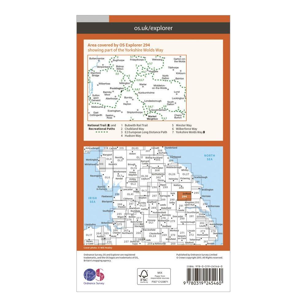 Explorer 294 Market Weighton & Yorkshire Wolds Central Map With Digital Version