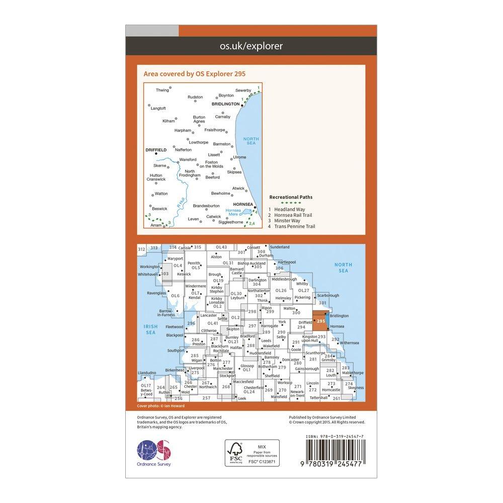 Explorer 295 Bridlington, Driffield & Hornsea Map With Digital Version