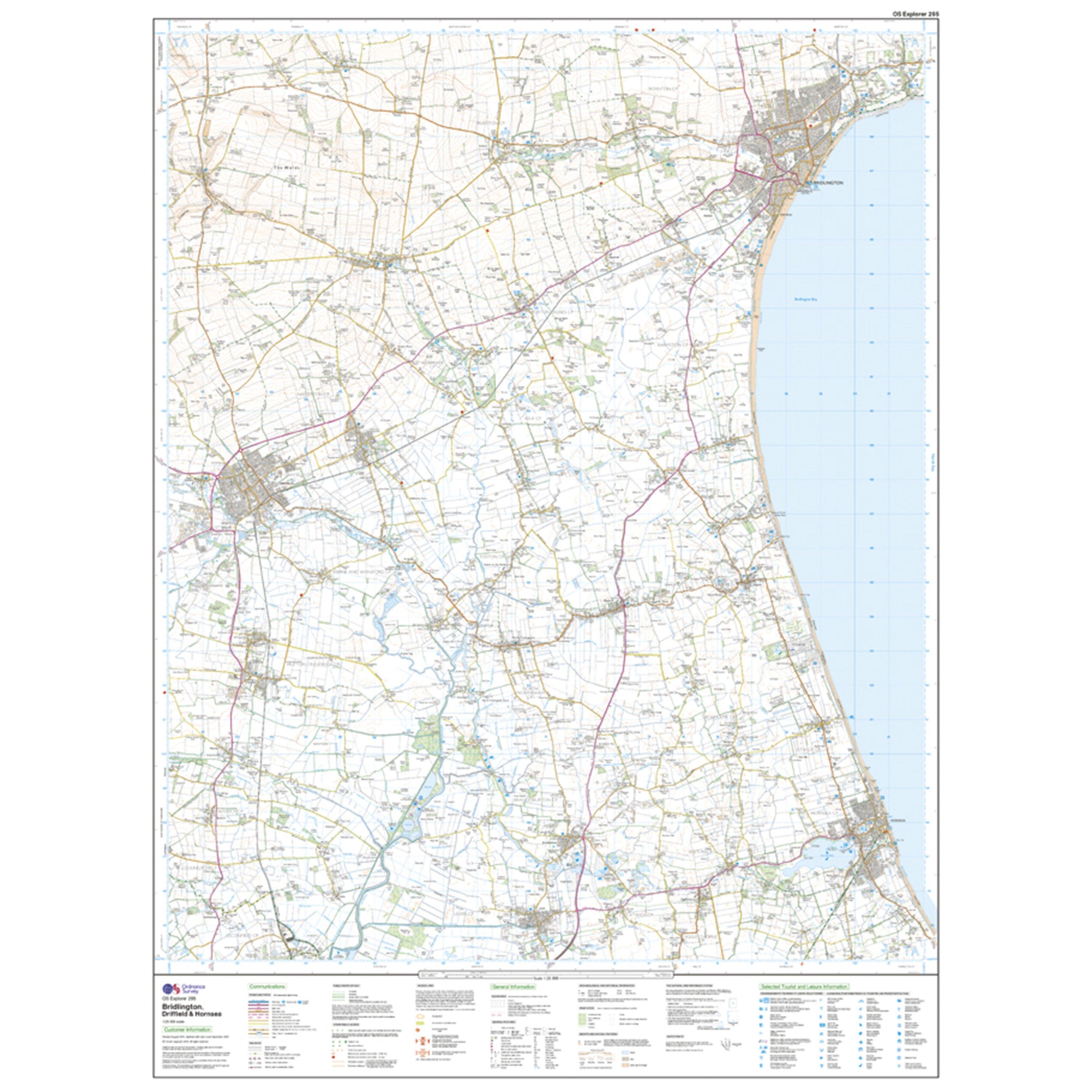 Explorer 295 Bridlington, Driffield & Hornsea Map With Digital Version