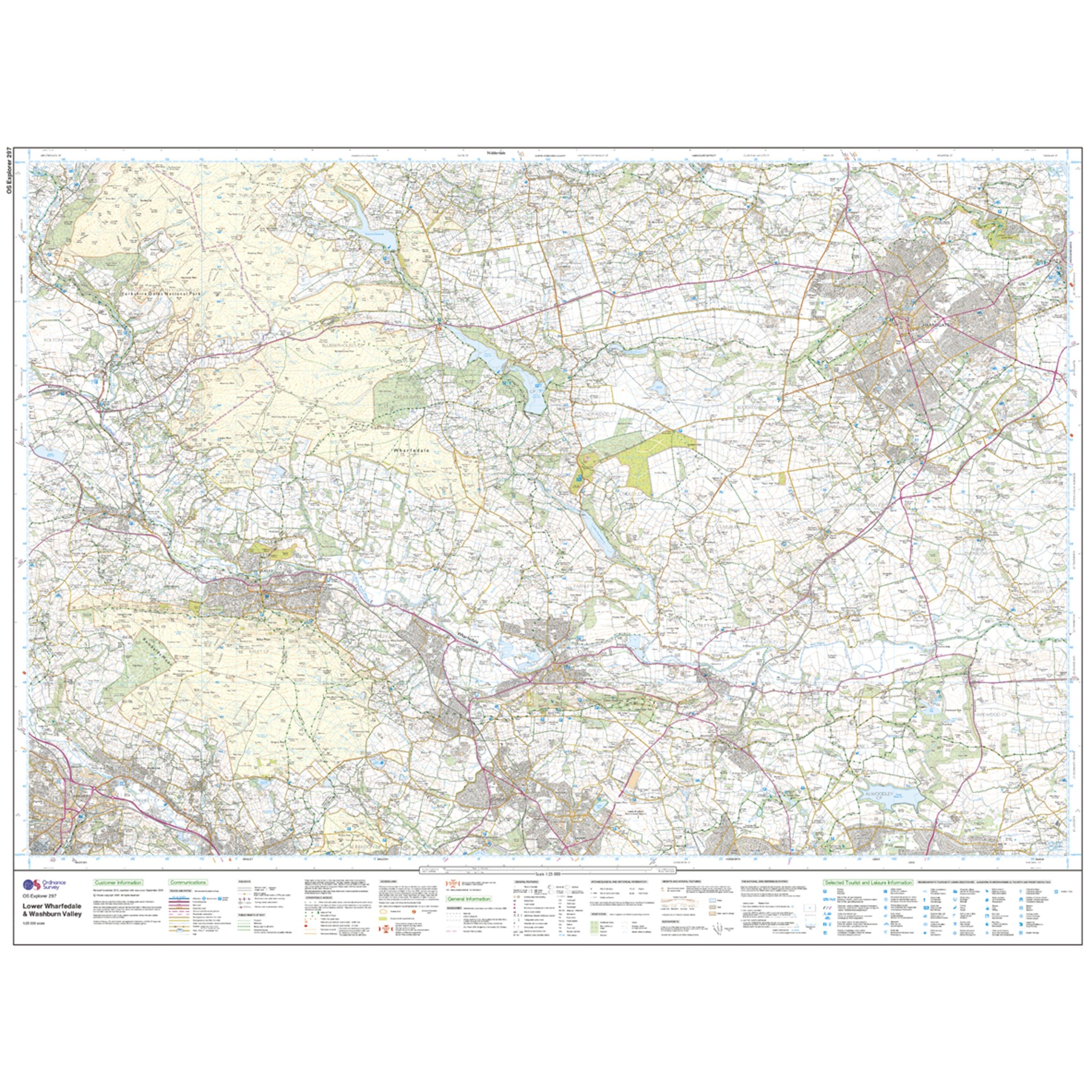 Explorer 297 Lower Wharfedale & Washburn Valley Map With Digital Version