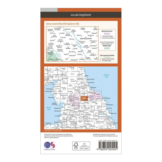 Explorer 302 Northallerton & Thirsk Map With Digital Version