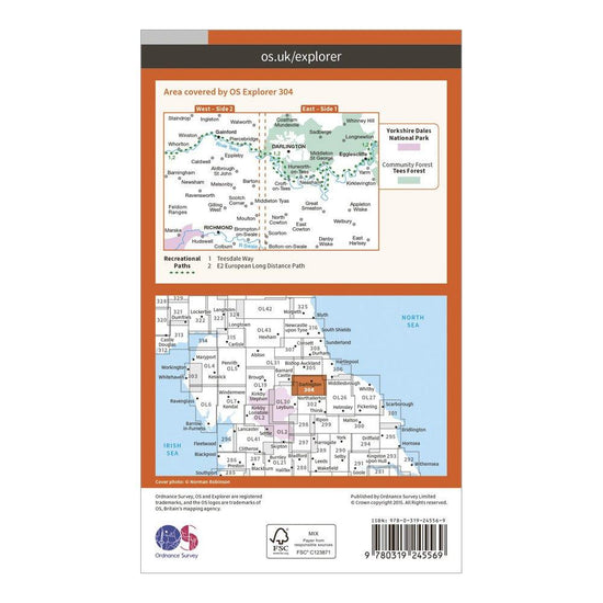 Explorer 304 Darlington & Richmond Map With Digital Version
