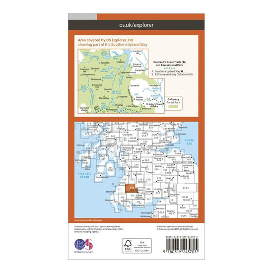 Explorer 318 Galloway Forest Park North Map With Digital Version