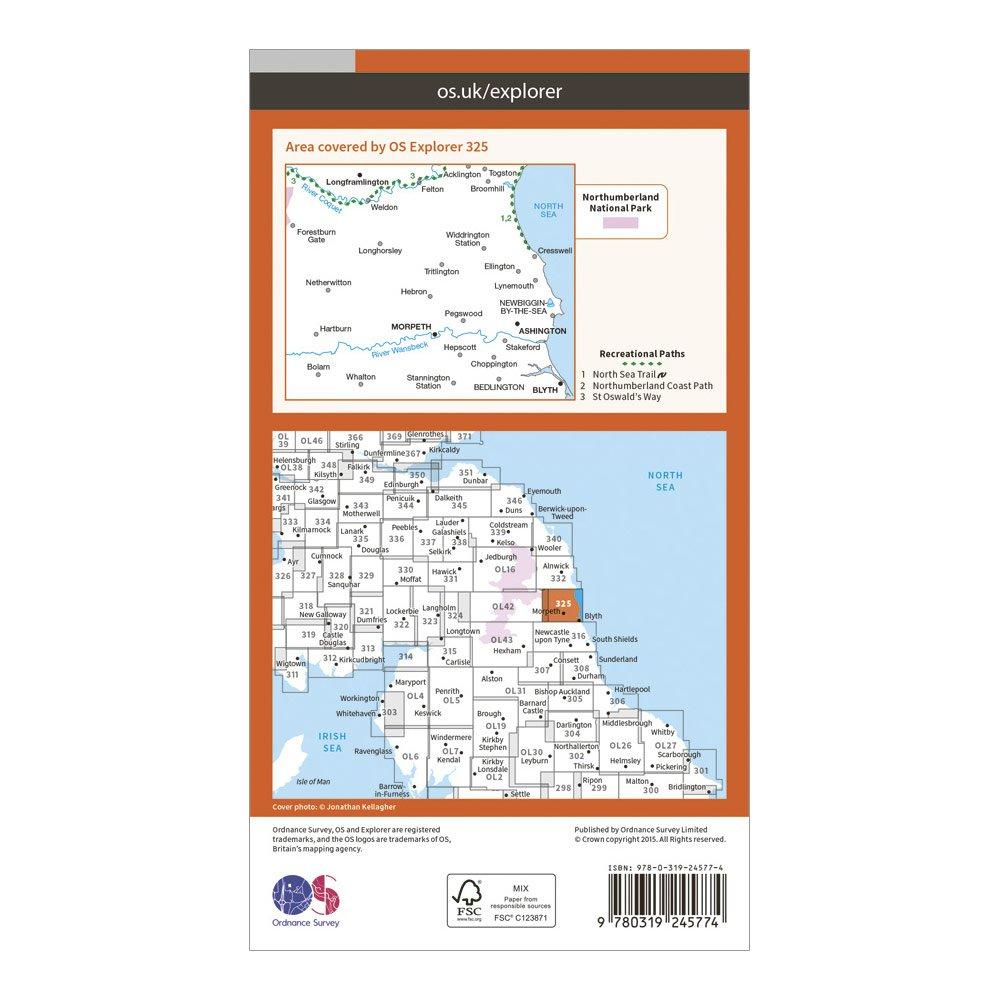 Explorer 325 Morpeth & Blyth Map With Digital Version