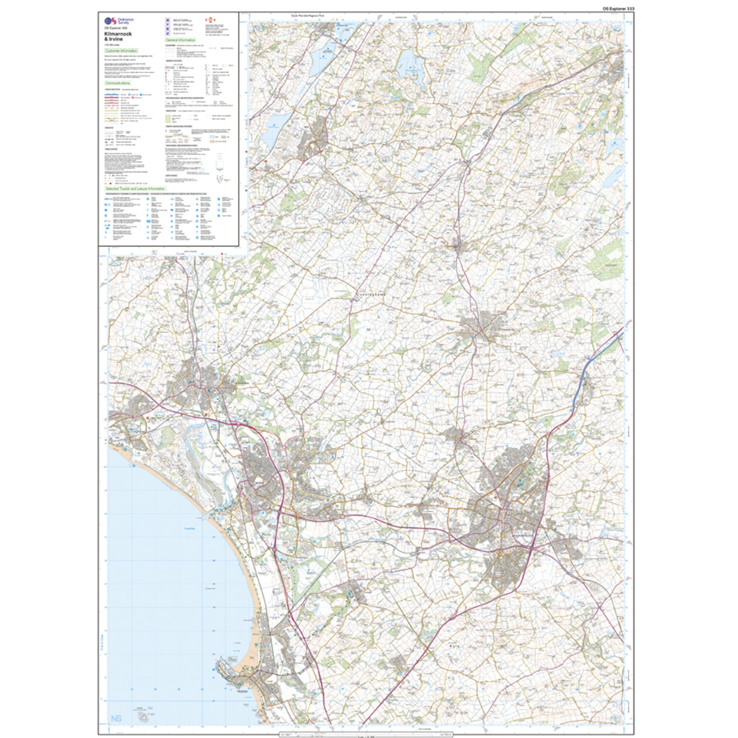 Explorer 333 Kilmarnock & Irvine Map With Digital Version