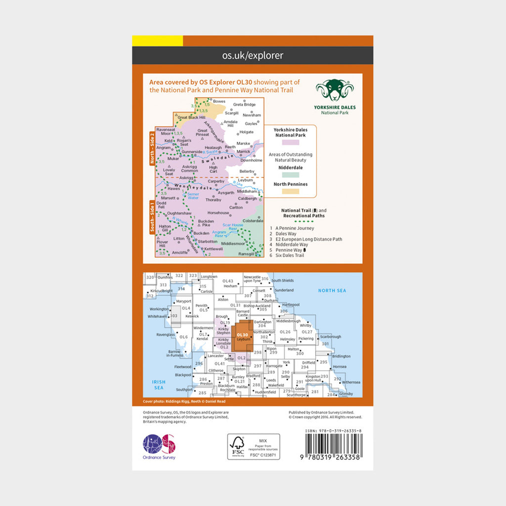 Explorer OL30 Yorkshire Dales - Northern & Central Areas Map With Digital Version