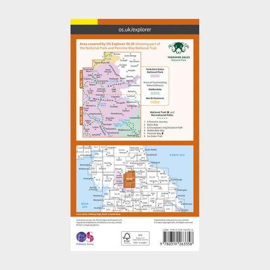 Explorer OL30 Yorkshire Dales - Northern & Central Areas Map With Digital Version