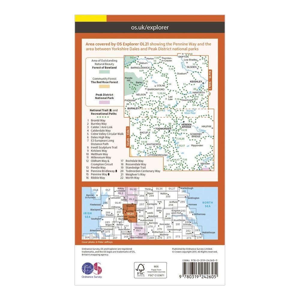 Explorer OL 21 South Pennines Map