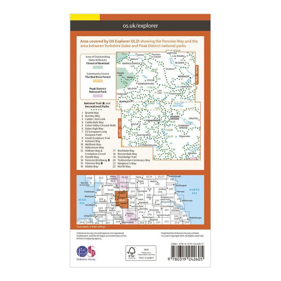 Explorer OL 21 South Pennines Map