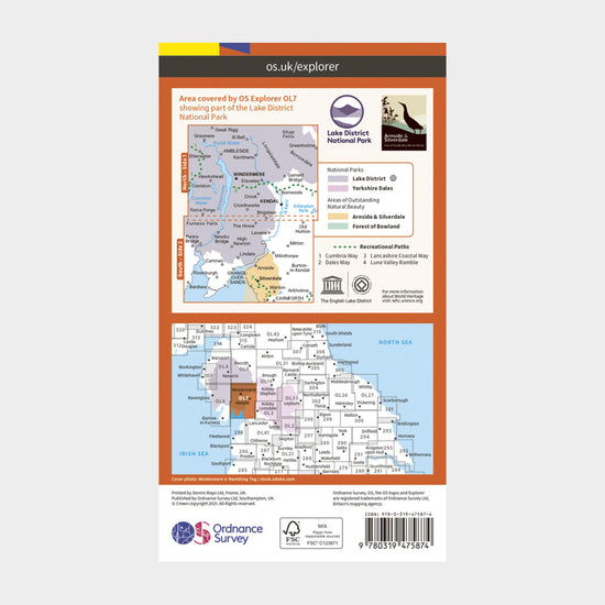 Explorer Active OL7 The English Lakes - South Eastern Area Map With Digital Version