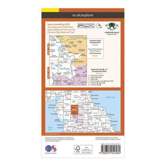 Explorer OL19 Howgill Fells & Upper Eden Valley Map With Digital Version