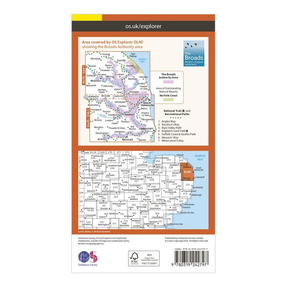 Explorer OL 40 The Broads Map