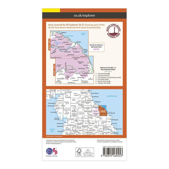Explorer Active OL 27 North York Moors - Eastern Area Map With Digital Version