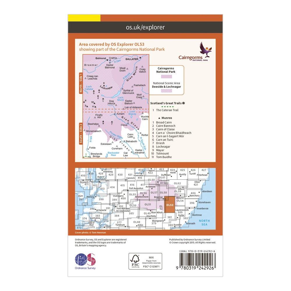 Explorer OL 53 Lochnagar, Glen Muick & Glen Clova Map