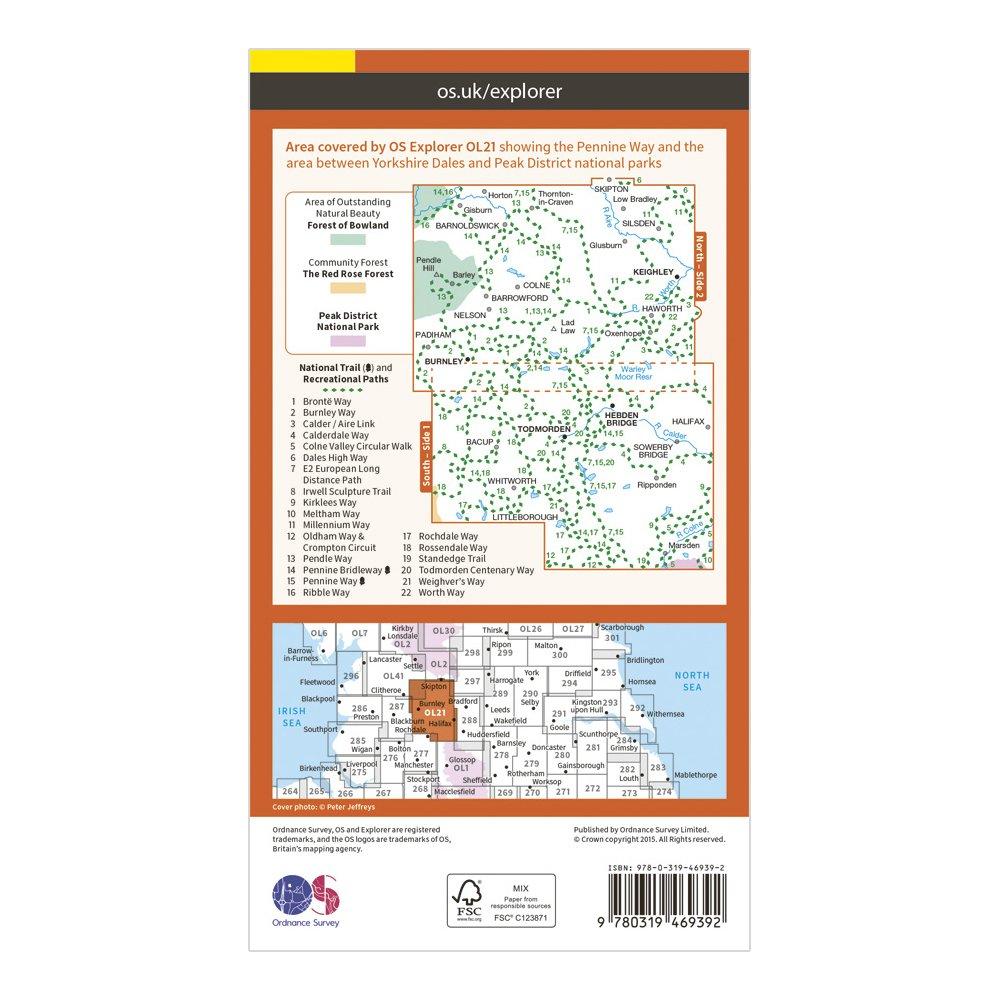 Explorer Active OL21 South Pennines Map With Digital Version