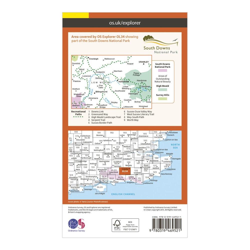 Explorer OL 34 Active D Crawley & Horsham Map