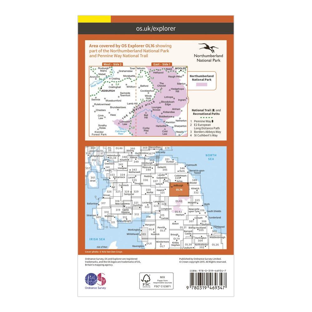 Explorer Active OL16 The Cheviot Hills Map With Digital Version
