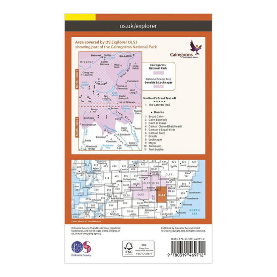 Explorer Active OL 53 Lochnagar, Glen Muick & Glen Clova Map