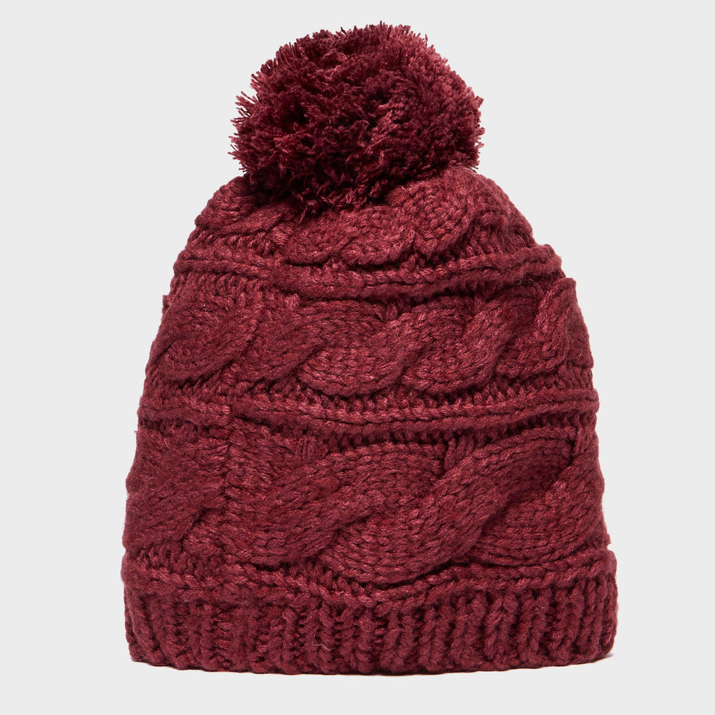 Women's Tri Cable Pom Beanie