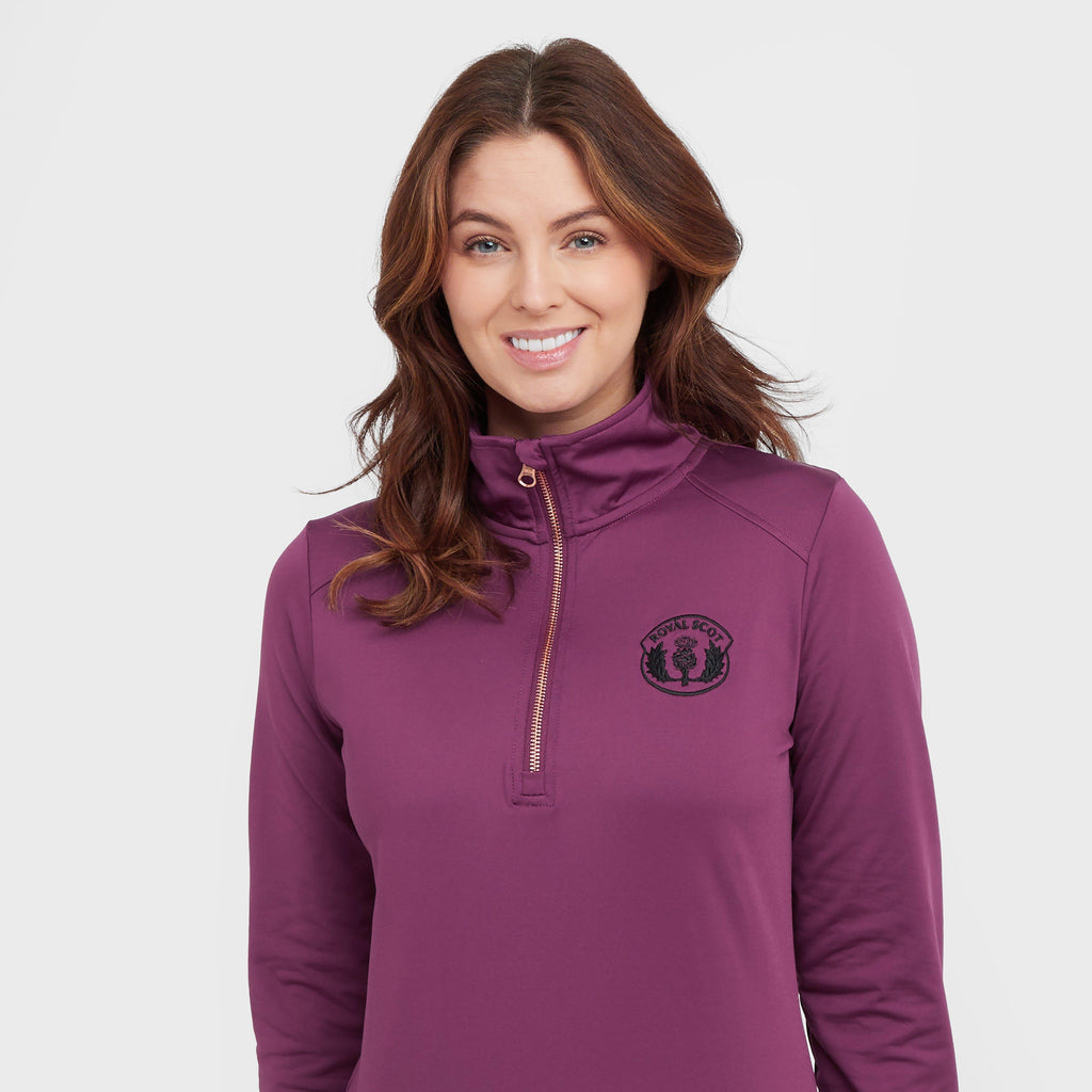 Womens Emily Half Zip Stretch Top Wine 1