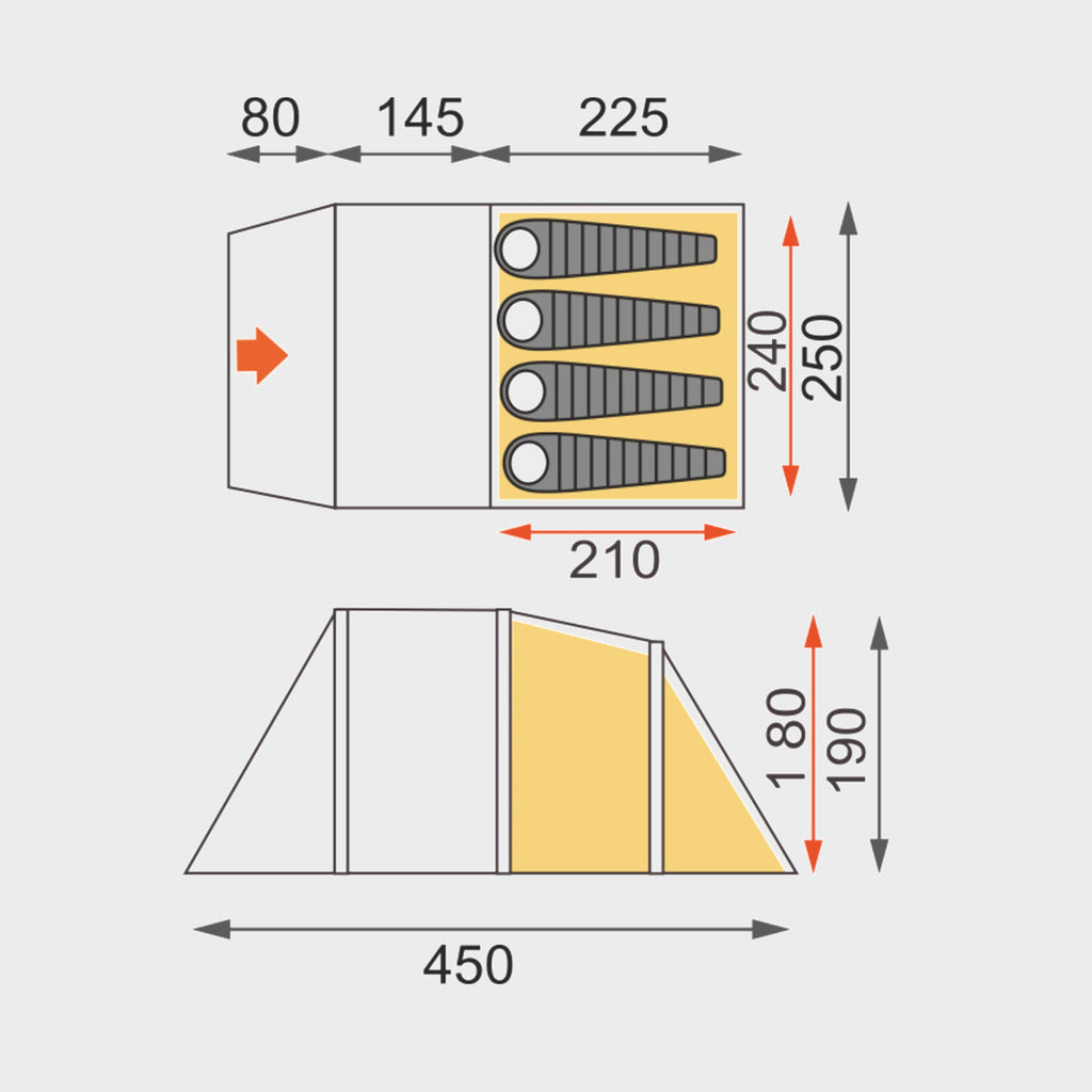 Grey Eurohike Refurbished Genus 400 Air Tent – Blacks