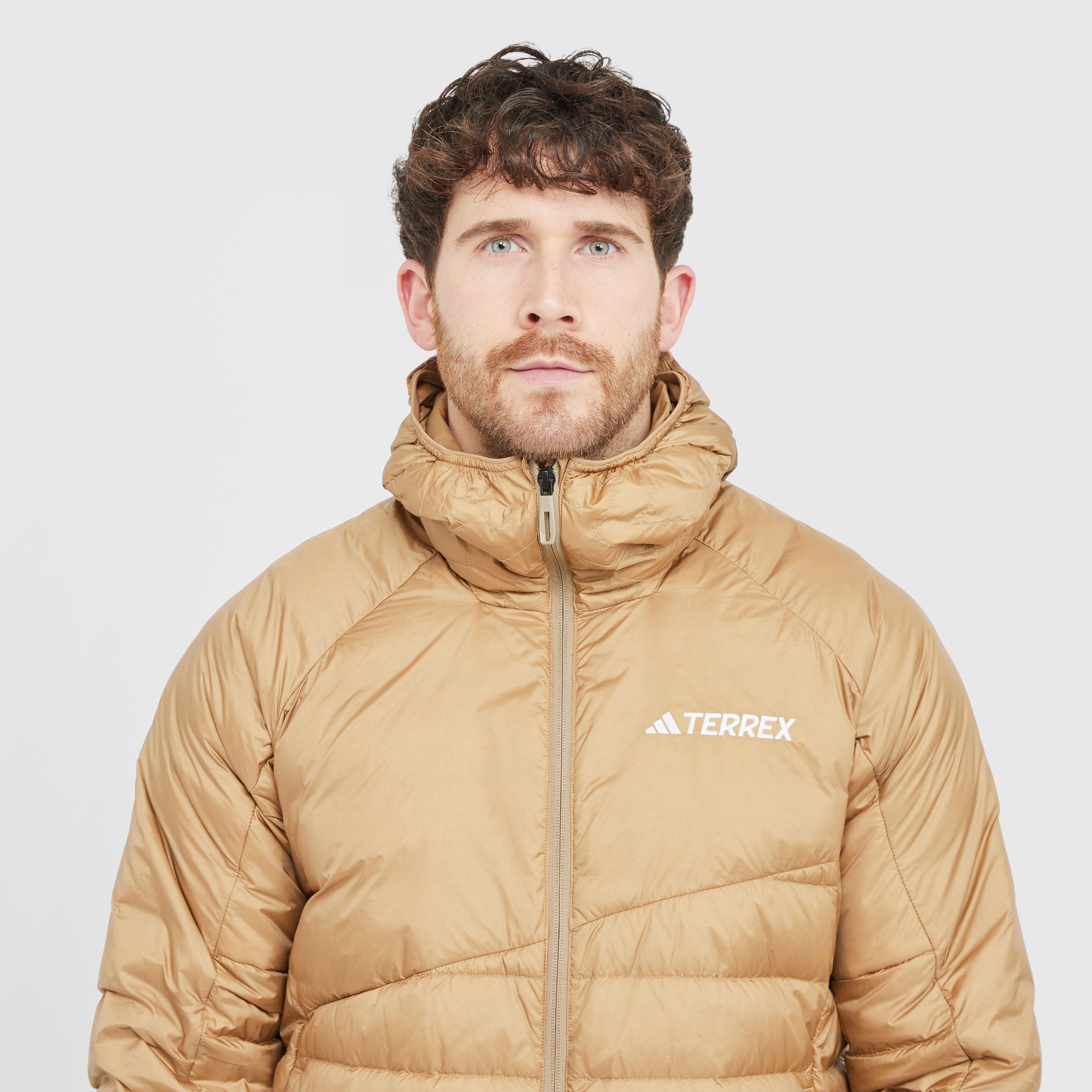 Beige adidas Terrex Men's Xperior CLIMAWARM+ Down Hooded Jacket