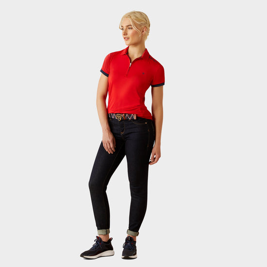 Women's Bandera 1/4 Zip Short Sleeved Polo Shirt Weg Red