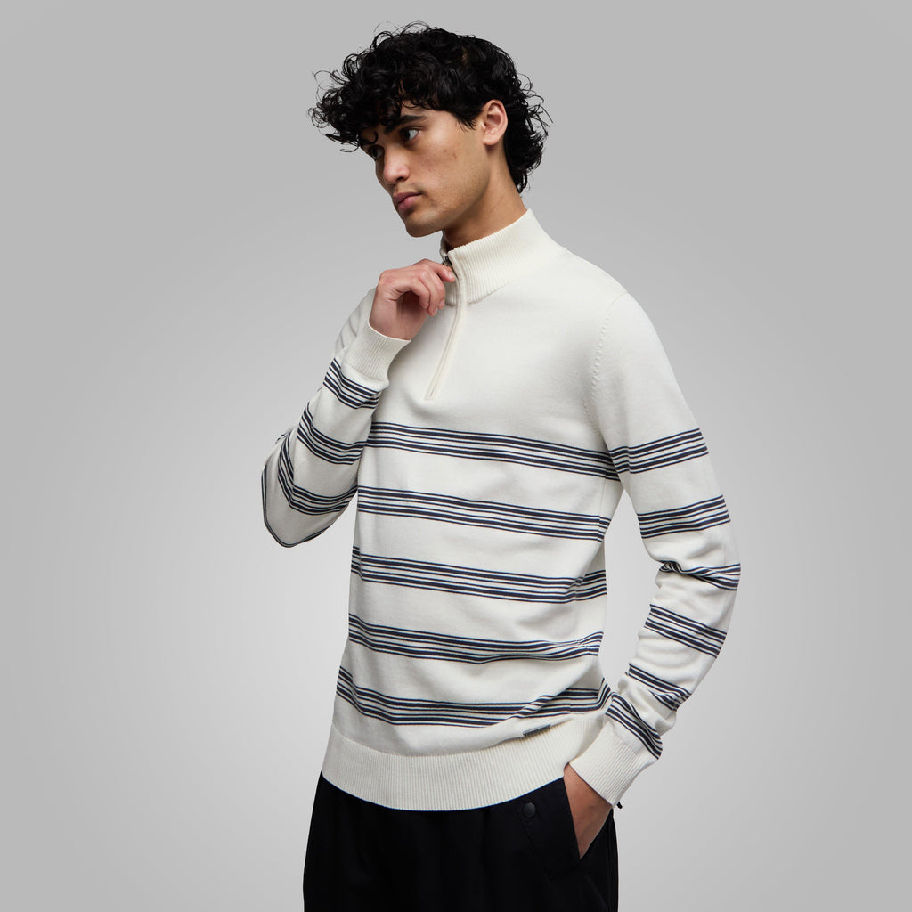 Men's Gunnar 1/4 Zip Fine Knit Stripe Jumper