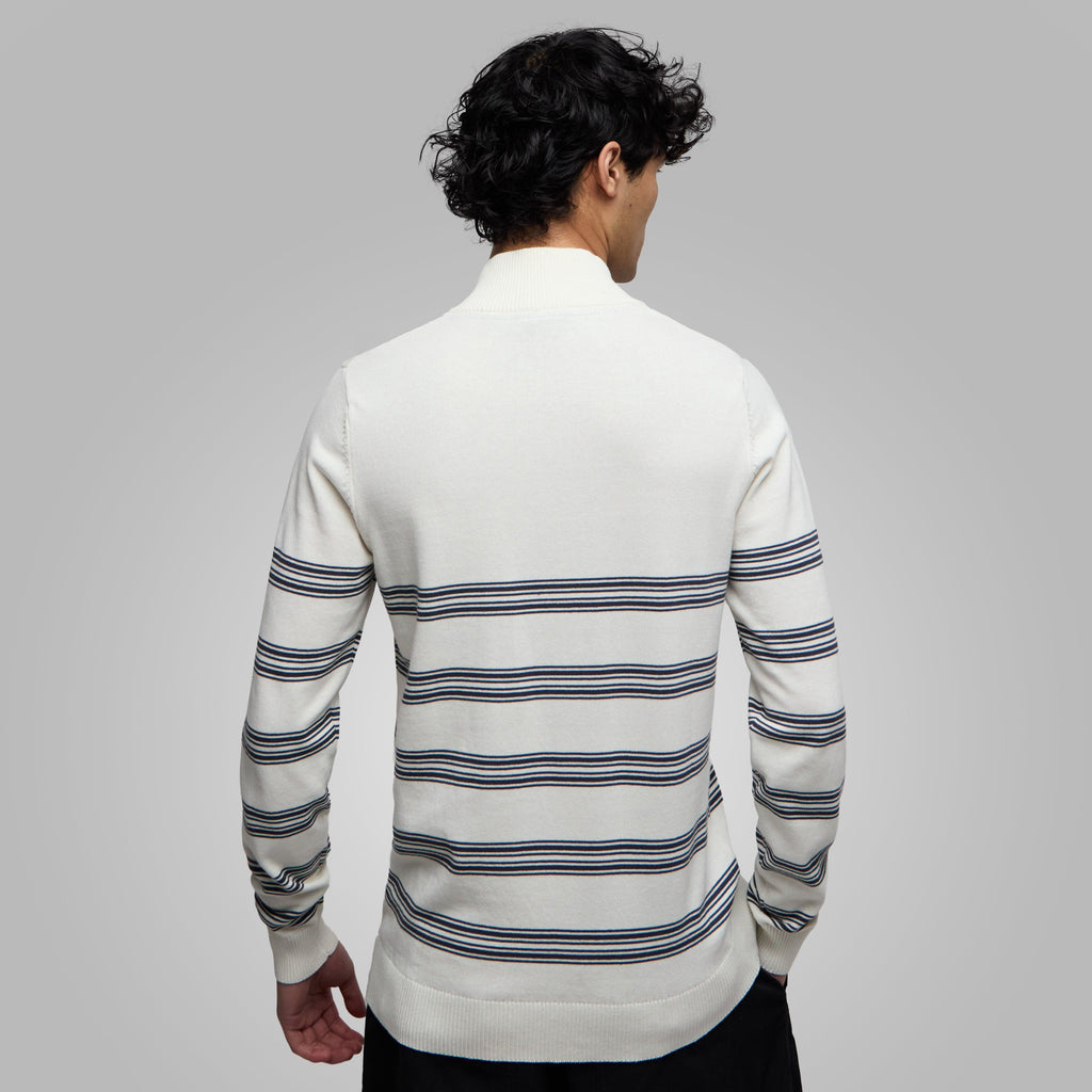 Men's Gunnar 1/4 Zip Fine Knit Stripe Jumper