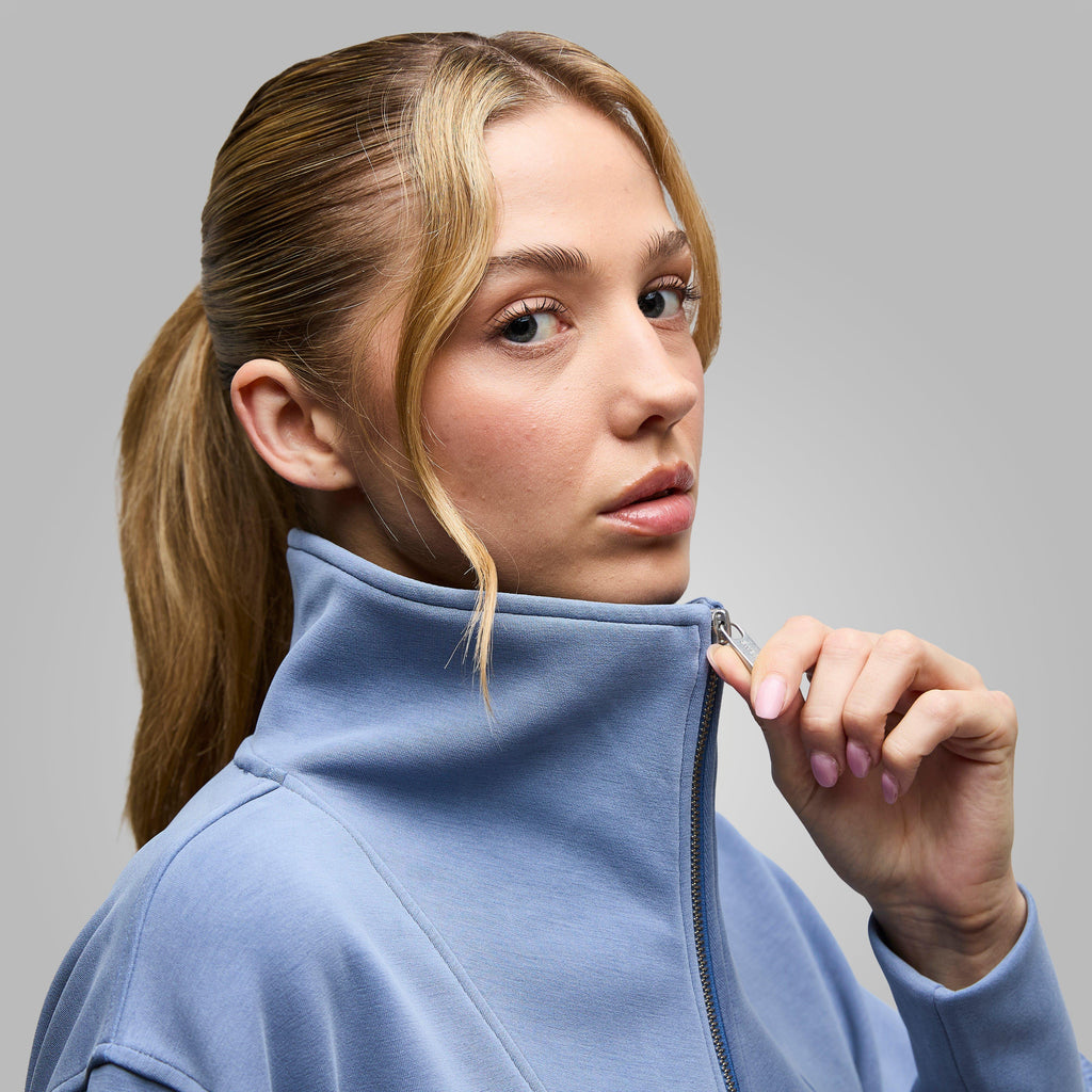 Women's Sand Wash Half Zip Crop Sweatshirt