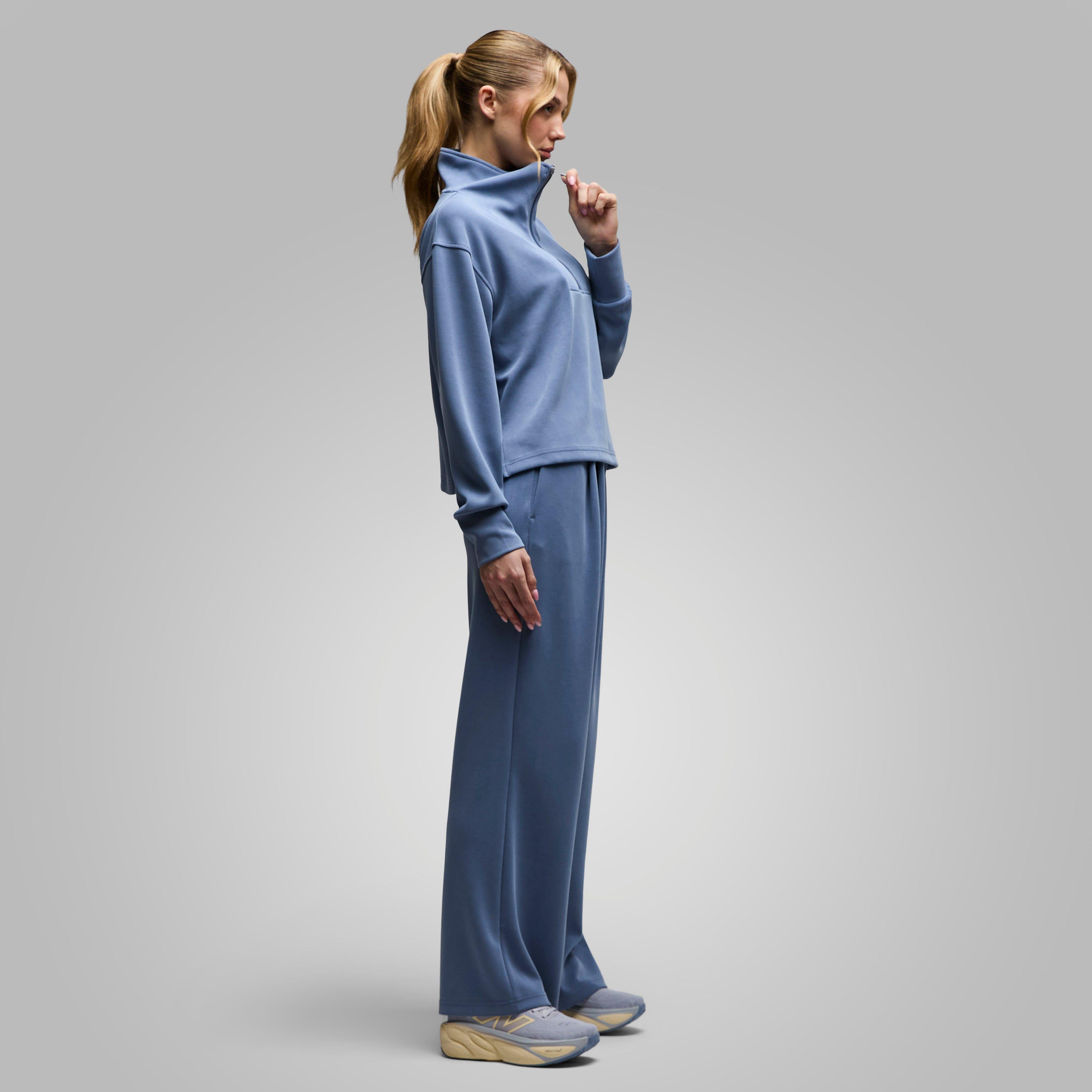 Women's Sand Wash Half Zip Crop Sweatshirt