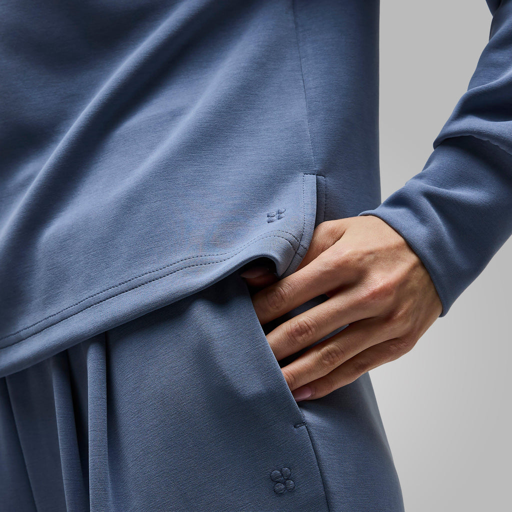 Women's Sand Wash Half Zip Crop Sweatshirt