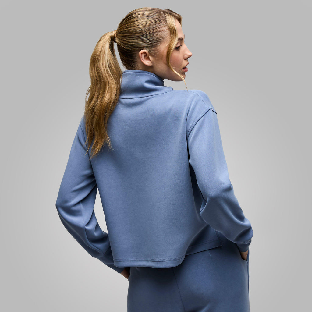 Women's Sand Wash Half Zip Crop Sweatshirt