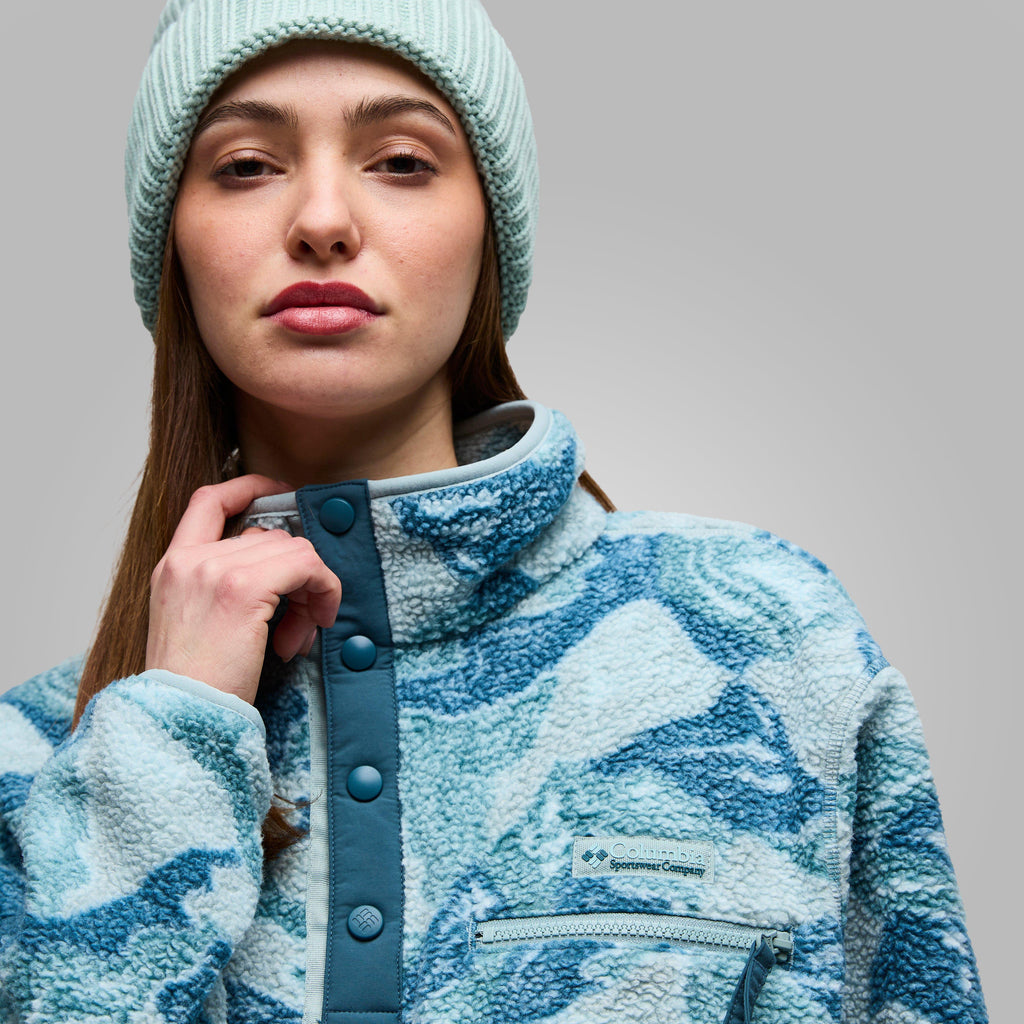 Women's Helvetia II Cropped Sherpa Half Snap Printed Fleece