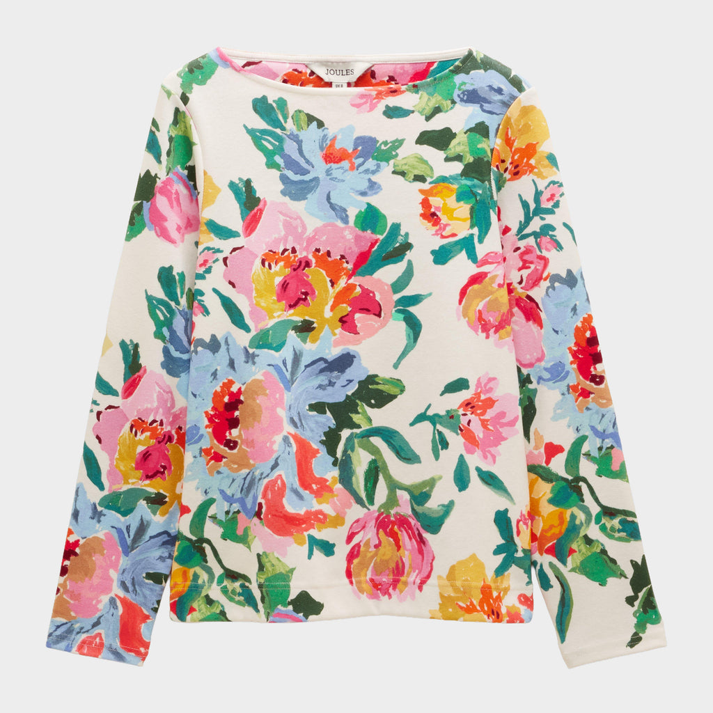 Women’s Harbour White Artist Floral Printed Boat Neck Breton Top