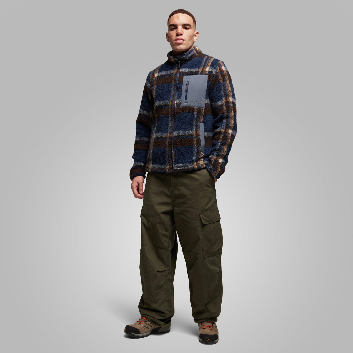 Men’s Leather Full Zip Fleece Jacket