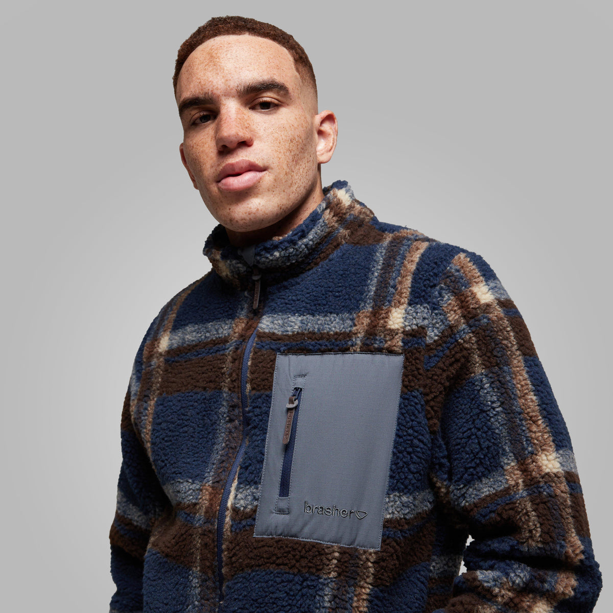 Men’s Leather Full Zip Fleece Jacket